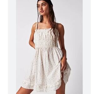 Free People Gabby Mini Dress In White Floral Print Small